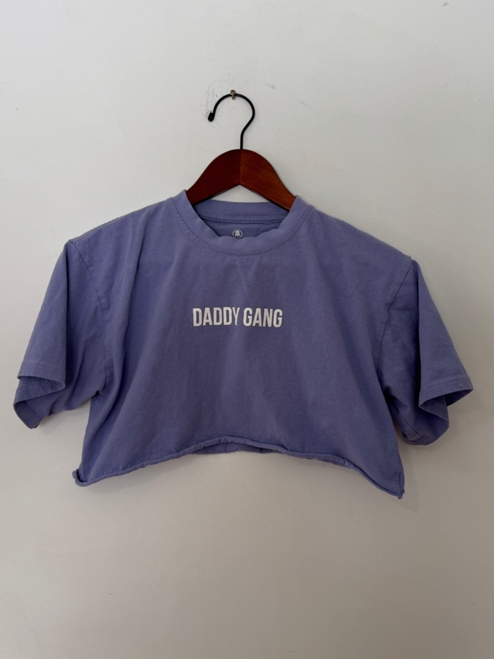 “Daddy Gang” Purple Cropped Tee | Trendy Graphic | Size S